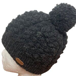 Erin Knitwear Ireland Gray Bubble Knit Hat Beanie Wool Fleece Lining Pom Pom